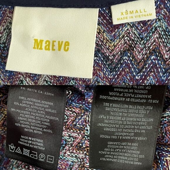 ANTHROPOLOGIE MAEVE Sleeveless Chevron Knit V-Neck Westeater Mini Dress XS - Picture 15 of 15